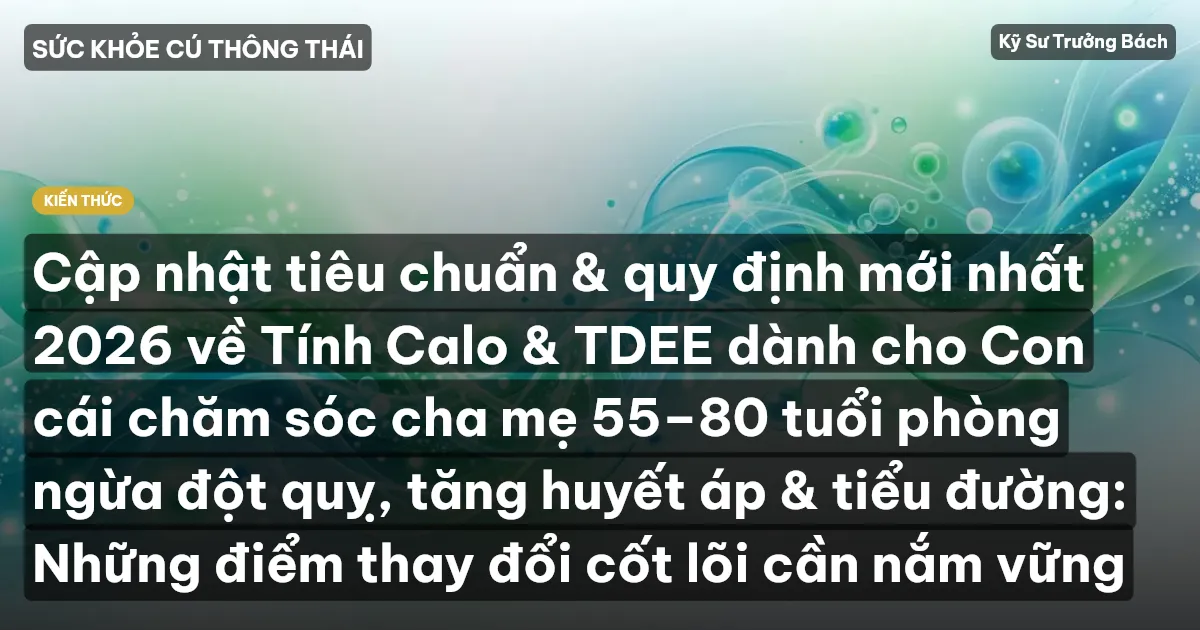Cập nhật tiêu chuẩn & quy định mới nhất 2026 về Tính Calo & TDEE dành cho Con cái chăm sóc cha mẹ 55–80 tuổi phòng ngừa đột quỵ, tăng huyết áp & tiểu đường: Những điểm thay đổi cốt lõi cần nắm vững