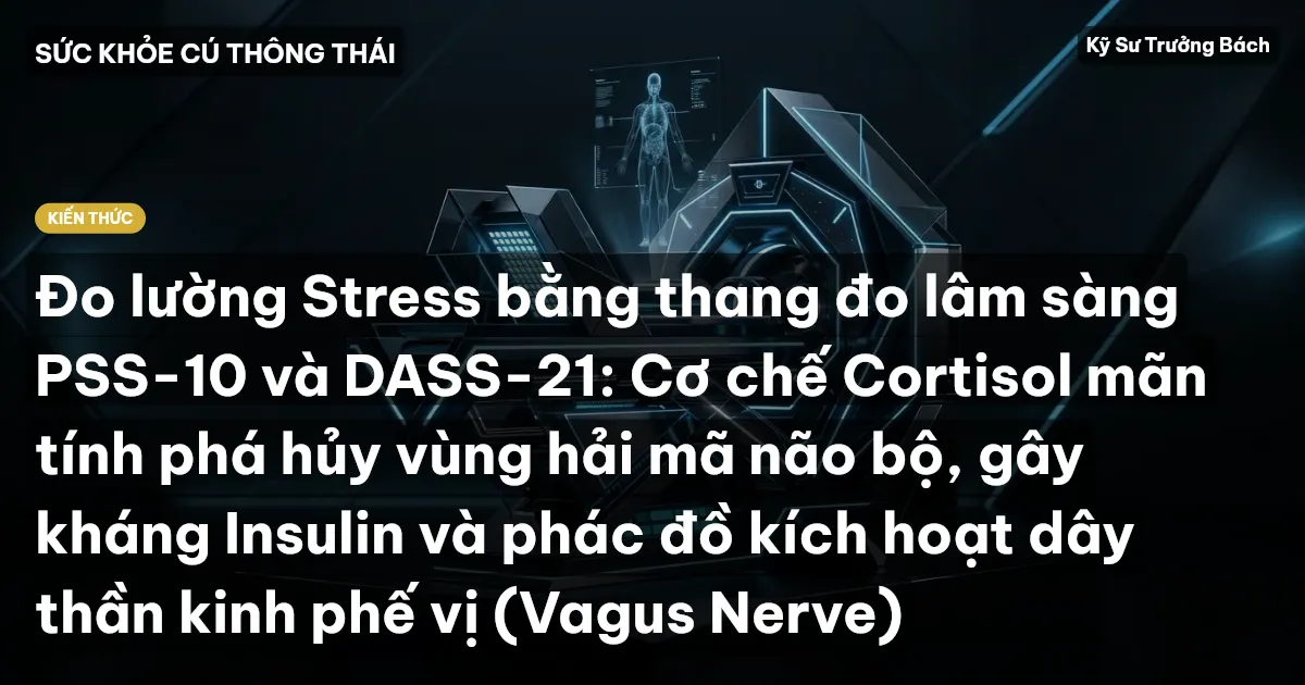 Đo lường Stress bằng thang đo lâm sàng PSS-10 và DASS-21: Cơ chế Cortisol mãn tính phá hủy vùng hải mã não bộ, gây kháng Insulin và phác đồ kích hoạt dây thần kinh phế vị (Vagus Nerve)
