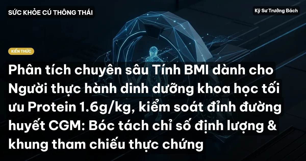 Phân tích chuyên sâu Tính BMI dành cho Người thực hành dinh dưỡng khoa học tối ưu Protein 1.6g/kg, kiểm soát đỉnh đường huyết CGM: Bóc tách chỉ số định lượng & khung tham chiếu thực chứng