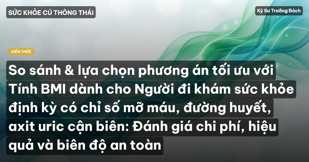 So sánh & lựa chọn phương án tối ưu với Tính BMI dành cho Người đi khám sức khỏe định kỳ có chỉ số mỡ máu, đường huyết, axit uric cận biên: Đánh giá chi phí, hiệu quả và biên độ an toàn