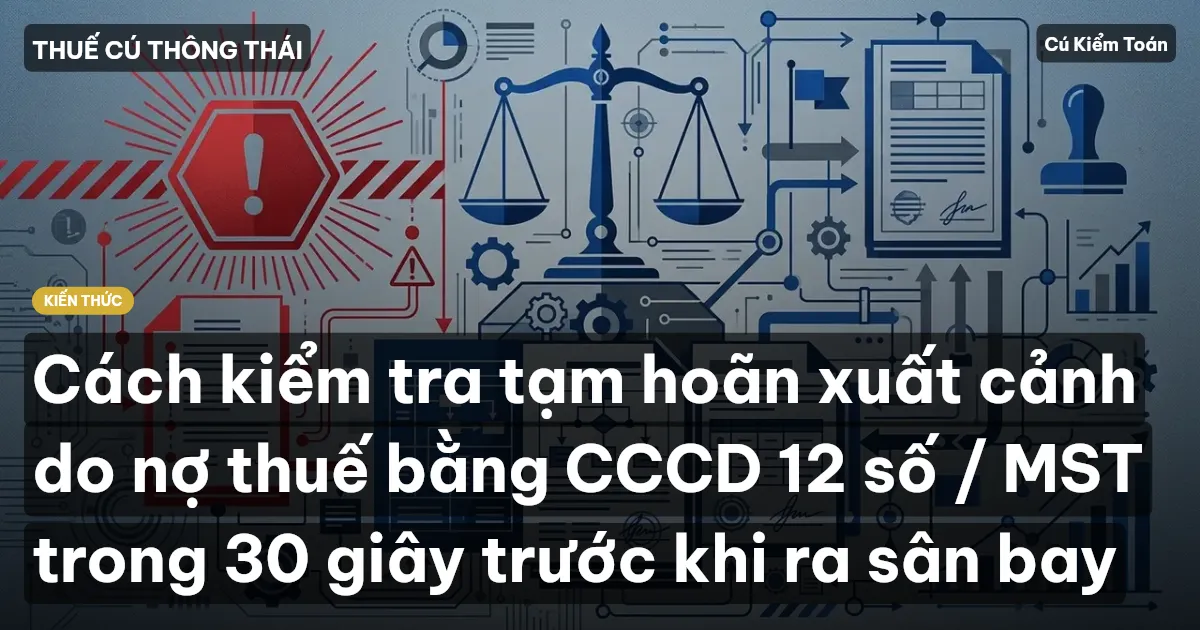 Cách kiểm tra tạm hoãn xuất cảnh do nợ thuế bằng CCCD 12 số / MST trong 30 giây trước khi ra sân bay