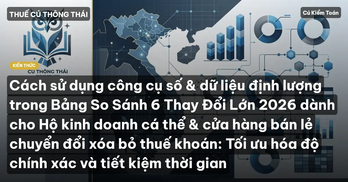 Cách sử dụng công cụ số & dữ liệu định lượng trong Bảng So Sánh 6 Thay Đổi Lớn 2026 dành cho Hộ kinh doanh cá thể & cửa hàng bán lẻ chuyển đổi xóa bỏ thuế khoán: Tối ưu hóa độ chính xác và tiết kiệm thời gian