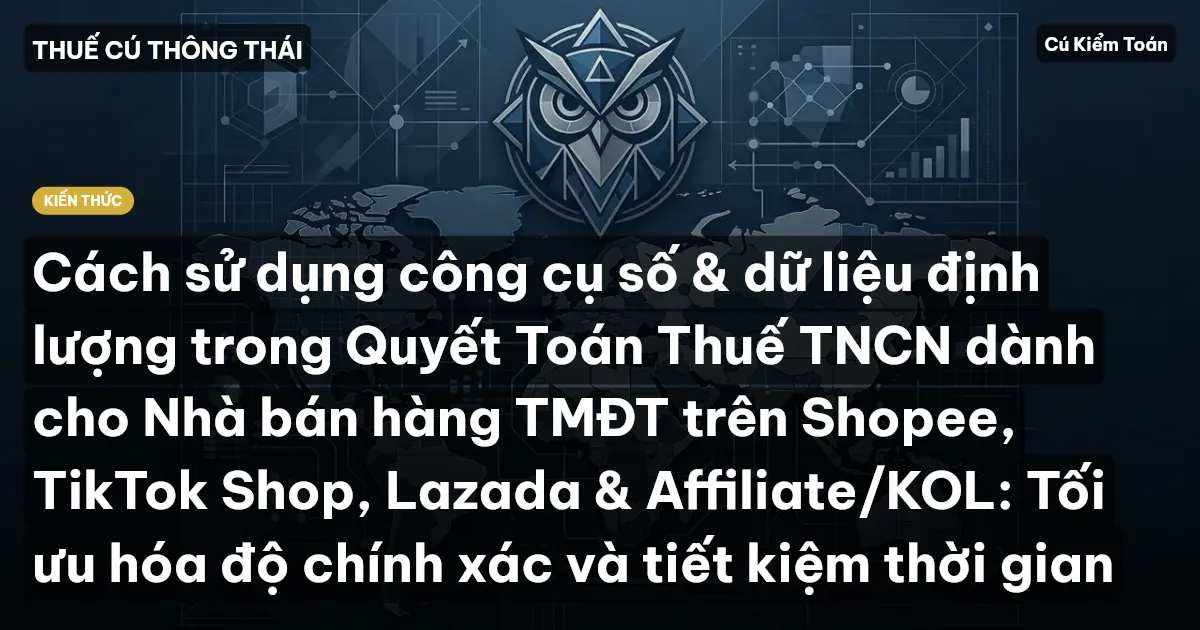 Cách sử dụng công cụ số & dữ liệu định lượng trong Quyết Toán Thuế TNCN dành cho Nhà bán hàng TMĐT trên Shopee, TikTok Shop, Lazada & Affiliate/KOL: Tối ưu hóa độ chính xác và tiết kiệm thời gian