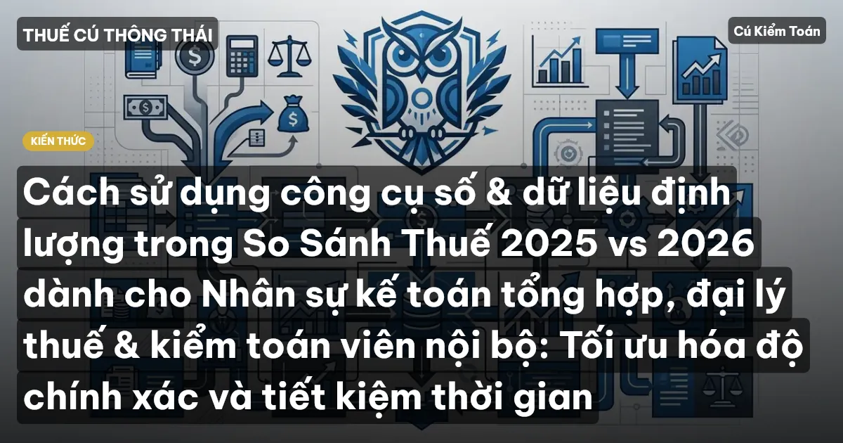 Cách sử dụng công cụ số & dữ liệu định lượng trong So Sánh Thuế 2025 vs 2026 dành cho Nhân sự kế toán tổng hợp, đại lý thuế & kiểm toán viên nội bộ: Tối ưu hóa độ chính xác và tiết kiệm thời gian