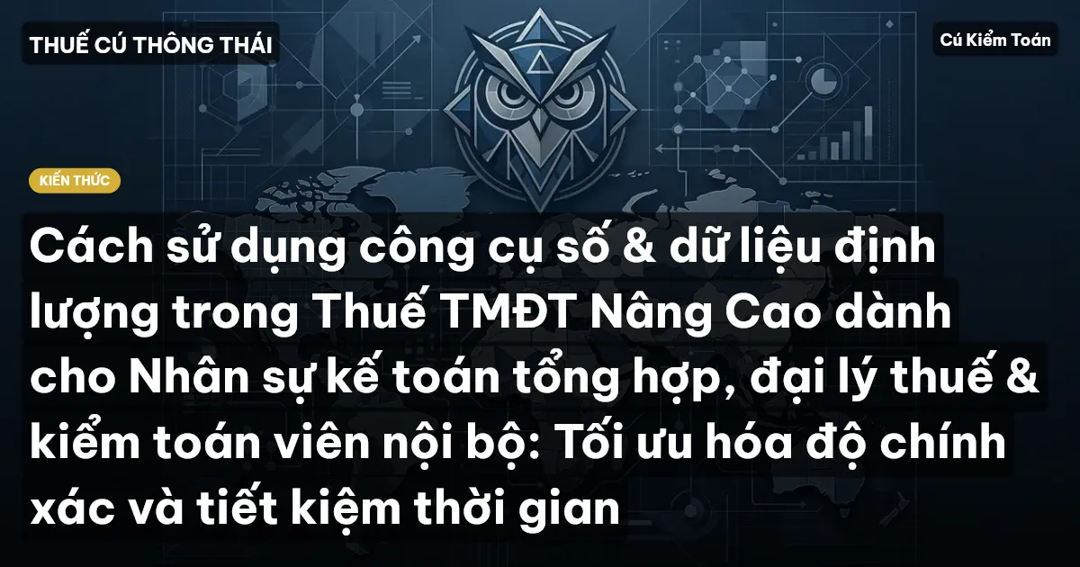 Cách sử dụng công cụ số & dữ liệu định lượng trong Thuế TMĐT Nâng Cao dành cho Nhân sự kế toán tổng hợp, đại lý thuế & kiểm toán viên nội bộ: Tối ưu hóa độ chính xác và tiết kiệm thời gian