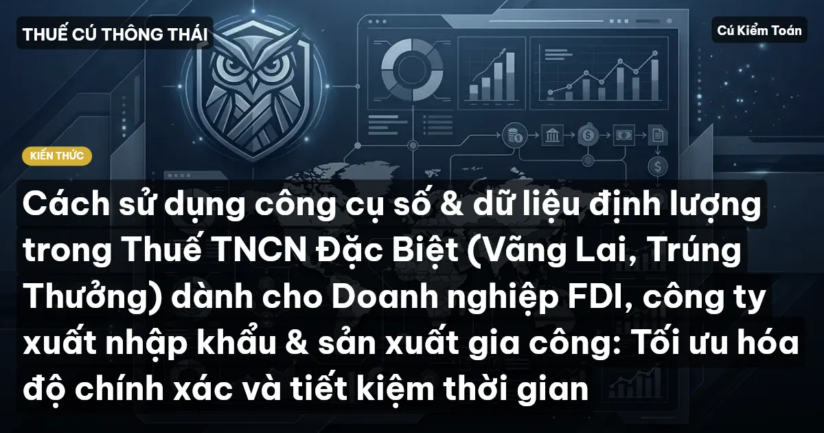 Cách sử dụng công cụ số & dữ liệu định lượng trong Thuế TNCN Đặc Biệt (Vãng Lai, Trúng Thưởng) dành cho Doanh nghiệp FDI, công ty xuất nhập khẩu & sản xuất gia công: Tối ưu hóa độ chính xác và tiết kiệm thời gian