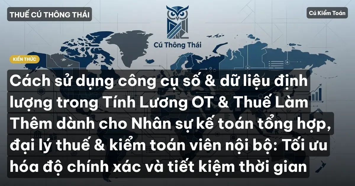 Cách sử dụng công cụ số & dữ liệu định lượng trong Tính Lương OT & Thuế Làm Thêm dành cho Nhân sự kế toán tổng hợp, đại lý thuế & kiểm toán viên nội bộ: Tối ưu hóa độ chính xác và tiết kiệm thời gian