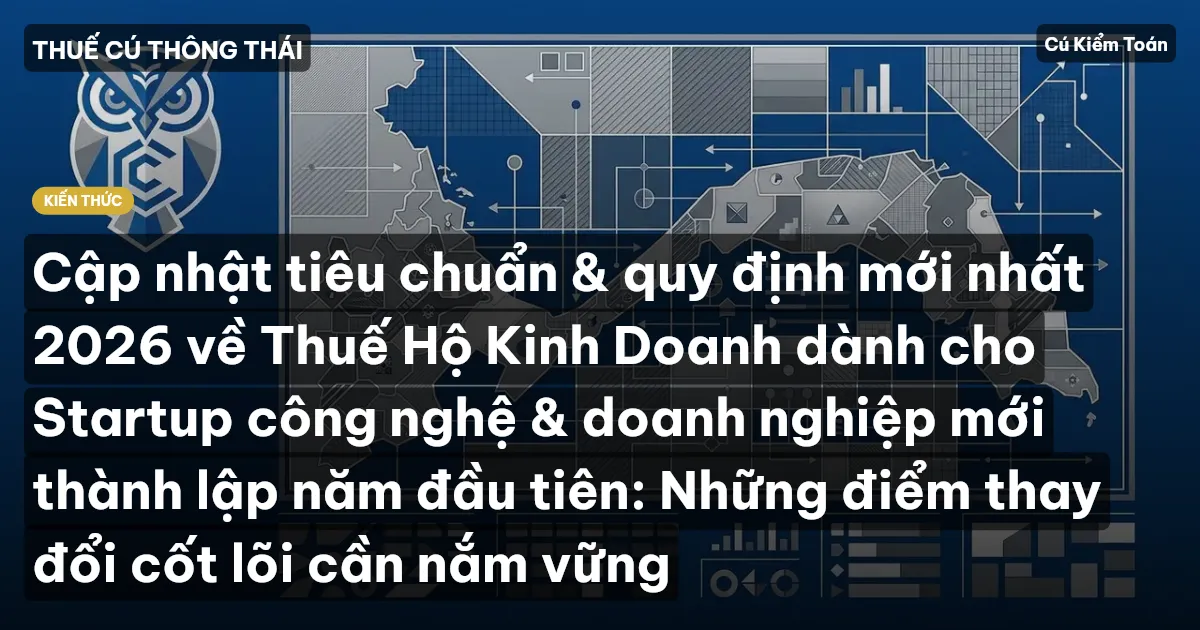 Cập nhật tiêu chuẩn & quy định mới nhất 2026 về Thuế Hộ Kinh Doanh dành cho Startup công nghệ & doanh nghiệp mới thành lập năm đầu tiên: Những điểm thay đổi cốt lõi cần nắm vững