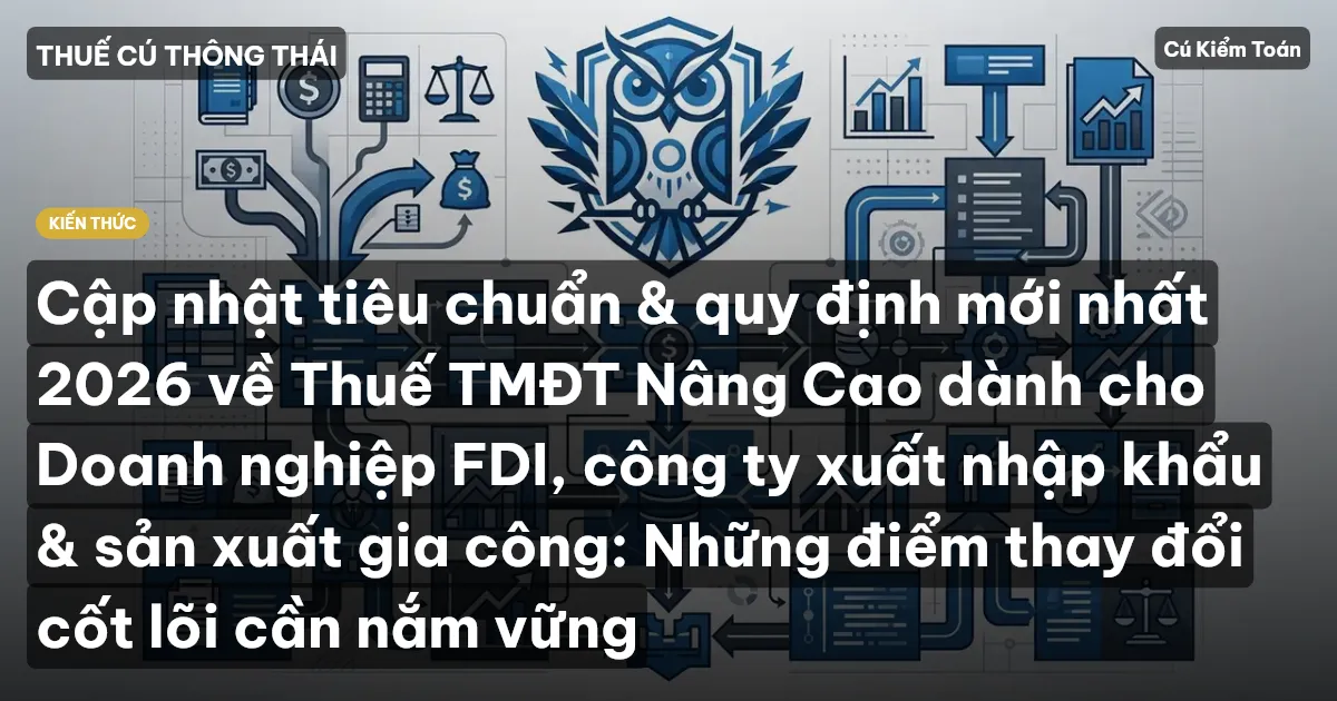 Cập nhật tiêu chuẩn & quy định mới nhất 2026 về Thuế TMĐT Nâng Cao dành cho Doanh nghiệp FDI, công ty xuất nhập khẩu & sản xuất gia công: Những điểm thay đổi cốt lõi cần nắm vững