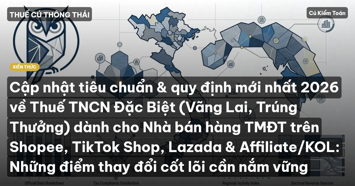 Cập nhật tiêu chuẩn & quy định mới nhất 2026 về Thuế TNCN Đặc Biệt (Vãng Lai, Trúng Thưởng) dành cho Nhà bán hàng TMĐT trên Shopee, TikTok Shop, Lazada & Affiliate/KOL: Những điểm thay đổi cốt lõi cần nắm vững