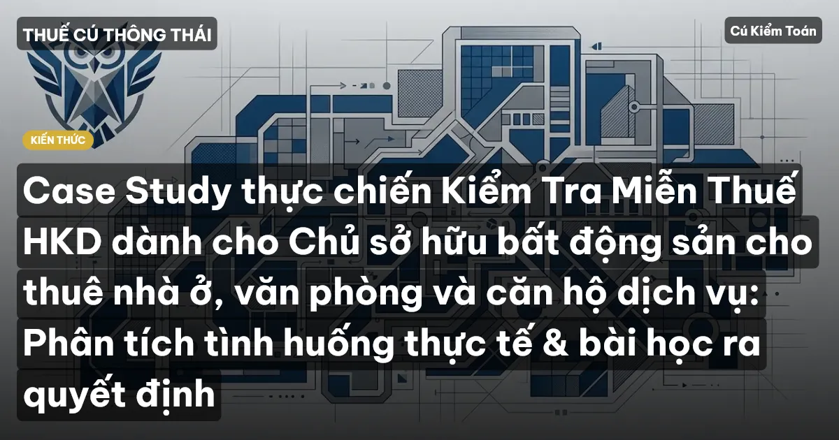 Case Study thực chiến Kiểm Tra Miễn Thuế HKD dành cho Chủ sở hữu bất động sản cho thuê nhà ở, văn phòng và căn hộ dịch vụ: Phân tích tình huống thực tế & bài học ra quyết định