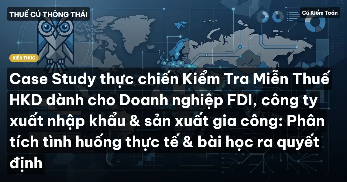 Case Study thực chiến Kiểm Tra Miễn Thuế HKD dành cho Doanh nghiệp FDI, công ty xuất nhập khẩu & sản xuất gia công: Phân tích tình huống thực tế & bài học ra quyết định