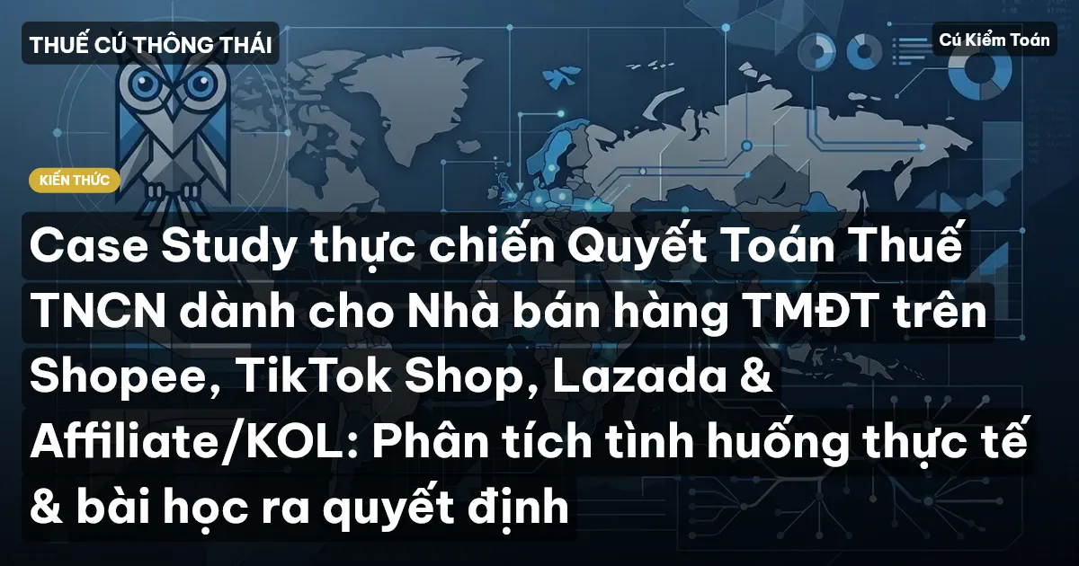 Case Study thực chiến Quyết Toán Thuế TNCN dành cho Nhà bán hàng TMĐT trên Shopee, TikTok Shop, Lazada & Affiliate/KOL: Phân tích tình huống thực tế & bài học ra quyết định