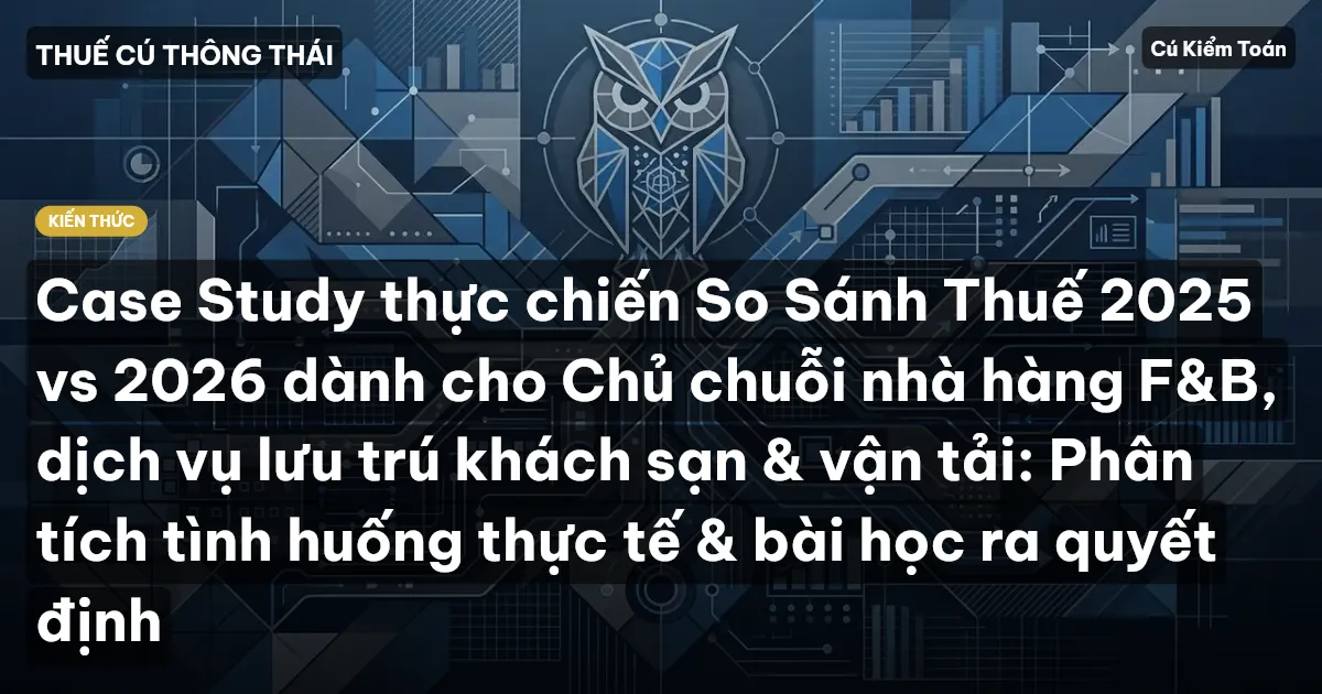 Case Study thực chiến So Sánh Thuế 2025 vs 2026 dành cho Chủ chuỗi nhà hàng F&B, dịch vụ lưu trú khách sạn & vận tải: Phân tích tình huống thực tế & bài học ra quyết định