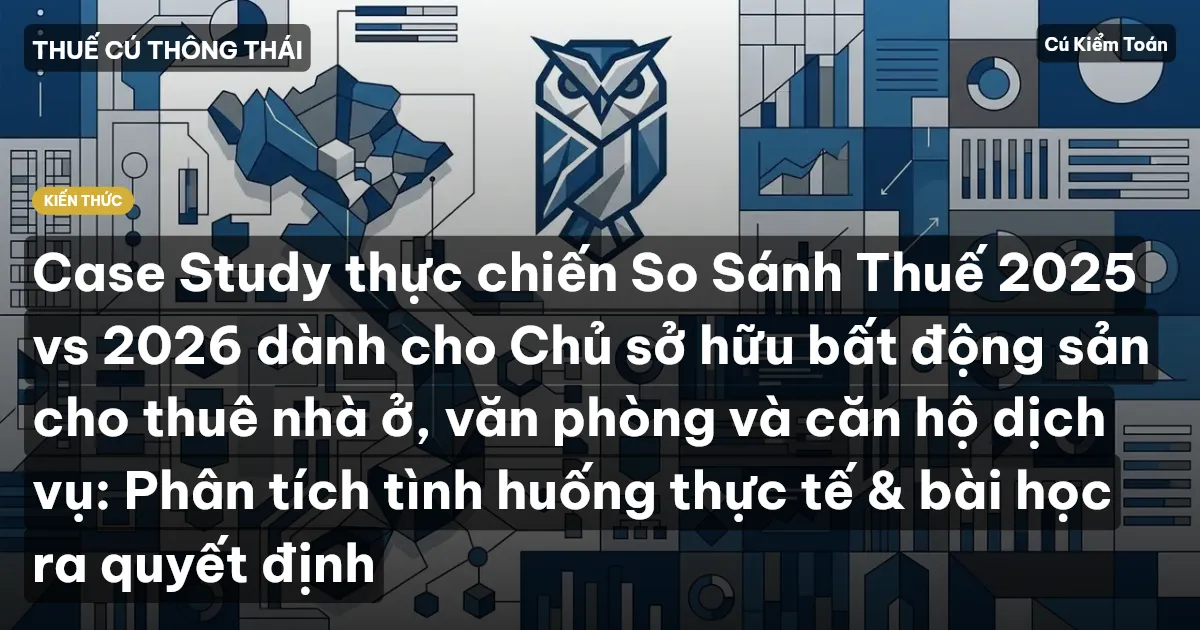 Case Study thực chiến So Sánh Thuế 2025 vs 2026 dành cho Chủ sở hữu bất động sản cho thuê nhà ở, văn phòng và căn hộ dịch vụ: Phân tích tình huống thực tế & bài học ra quyết định