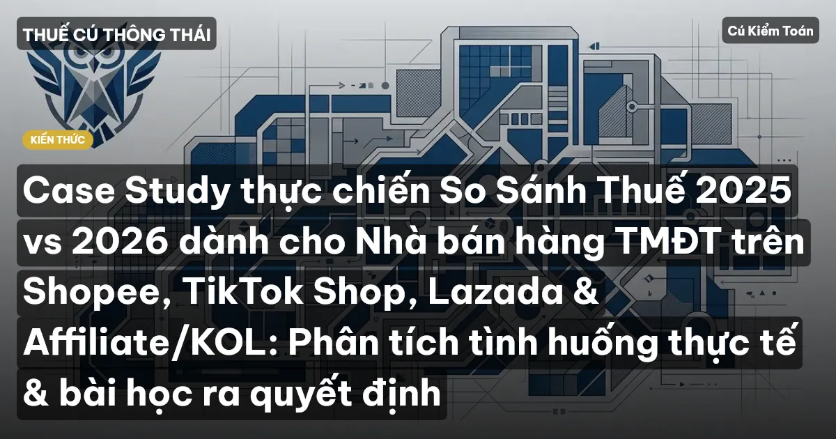 Case Study thực chiến So Sánh Thuế 2025 vs 2026 dành cho Nhà bán hàng TMĐT trên Shopee, TikTok Shop, Lazada & Affiliate/KOL: Phân tích tình huống thực tế & bài học ra quyết định