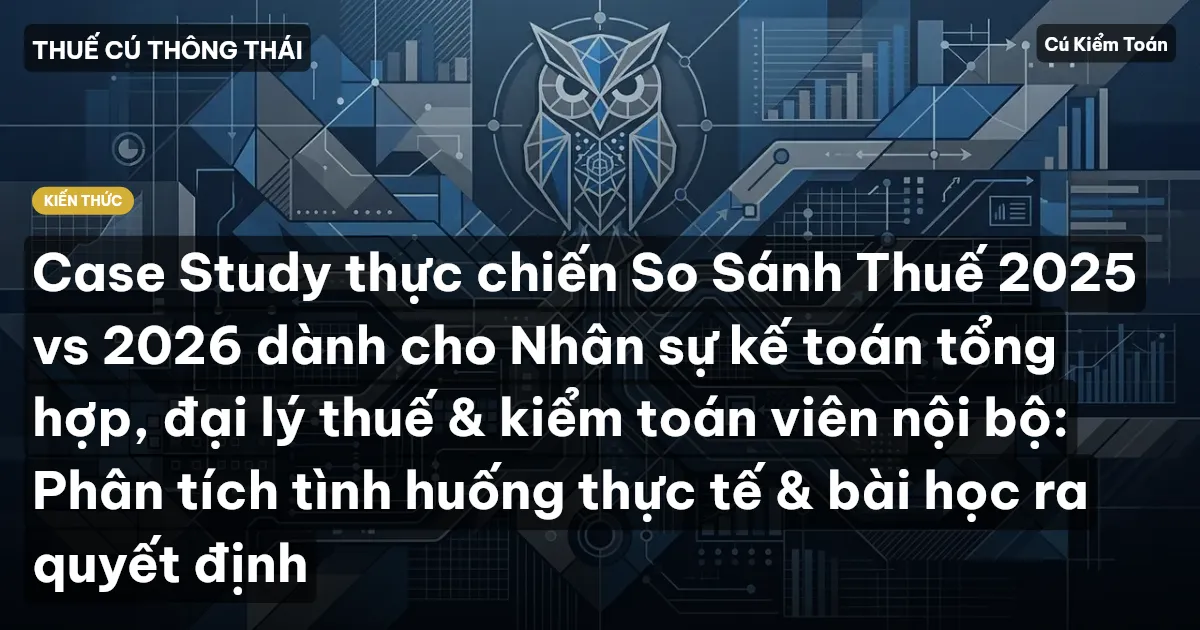 Case Study thực chiến So Sánh Thuế 2025 vs 2026 dành cho Nhân sự kế toán tổng hợp, đại lý thuế & kiểm toán viên nội bộ: Phân tích tình huống thực tế & bài học ra quyết định