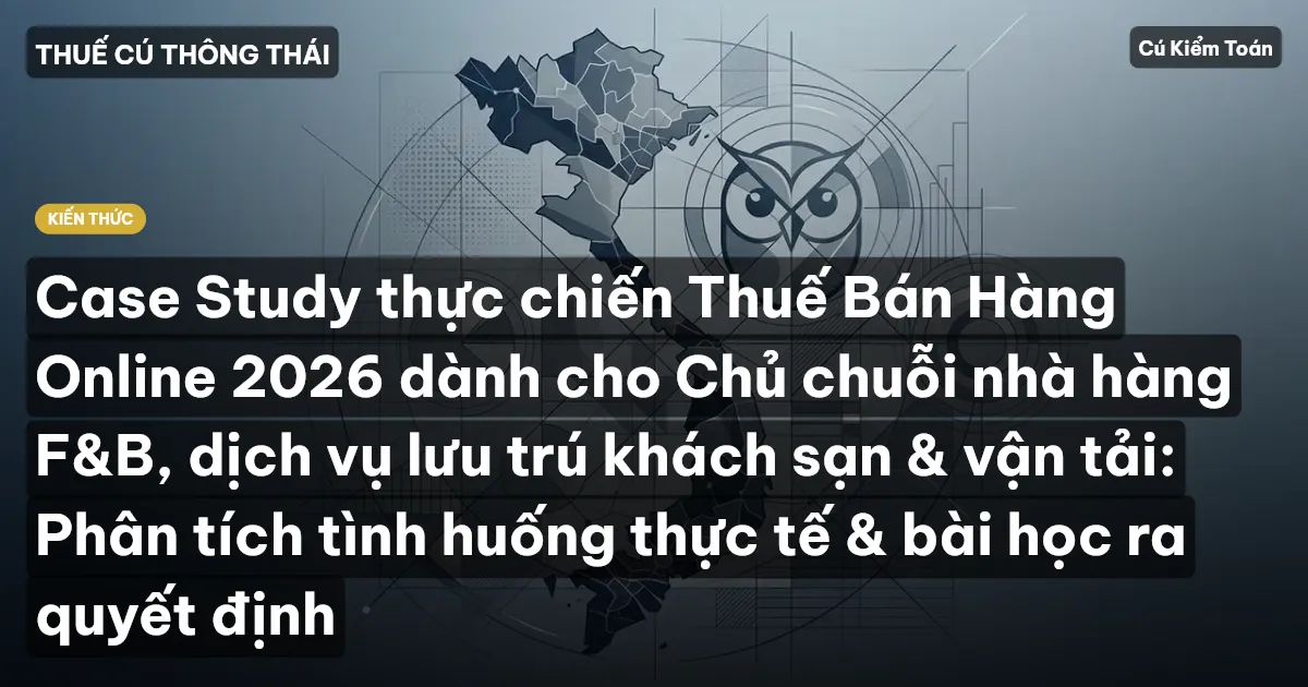 Case Study thực chiến Thuế Bán Hàng Online 2026 dành cho Chủ chuỗi nhà hàng F&B, dịch vụ lưu trú khách sạn & vận tải: Phân tích tình huống thực tế & bài học ra quyết định