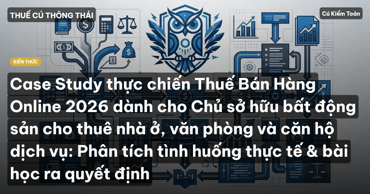 Case Study thực chiến Thuế Bán Hàng Online 2026 dành cho Chủ sở hữu bất động sản cho thuê nhà ở, văn phòng và căn hộ dịch vụ: Phân tích tình huống thực tế & bài học ra quyết định
