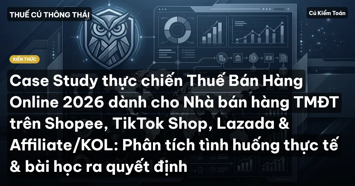 Case Study thực chiến Thuế Bán Hàng Online 2026 dành cho Nhà bán hàng TMĐT trên Shopee, TikTok Shop, Lazada & Affiliate/KOL: Phân tích tình huống thực tế & bài học ra quyết định