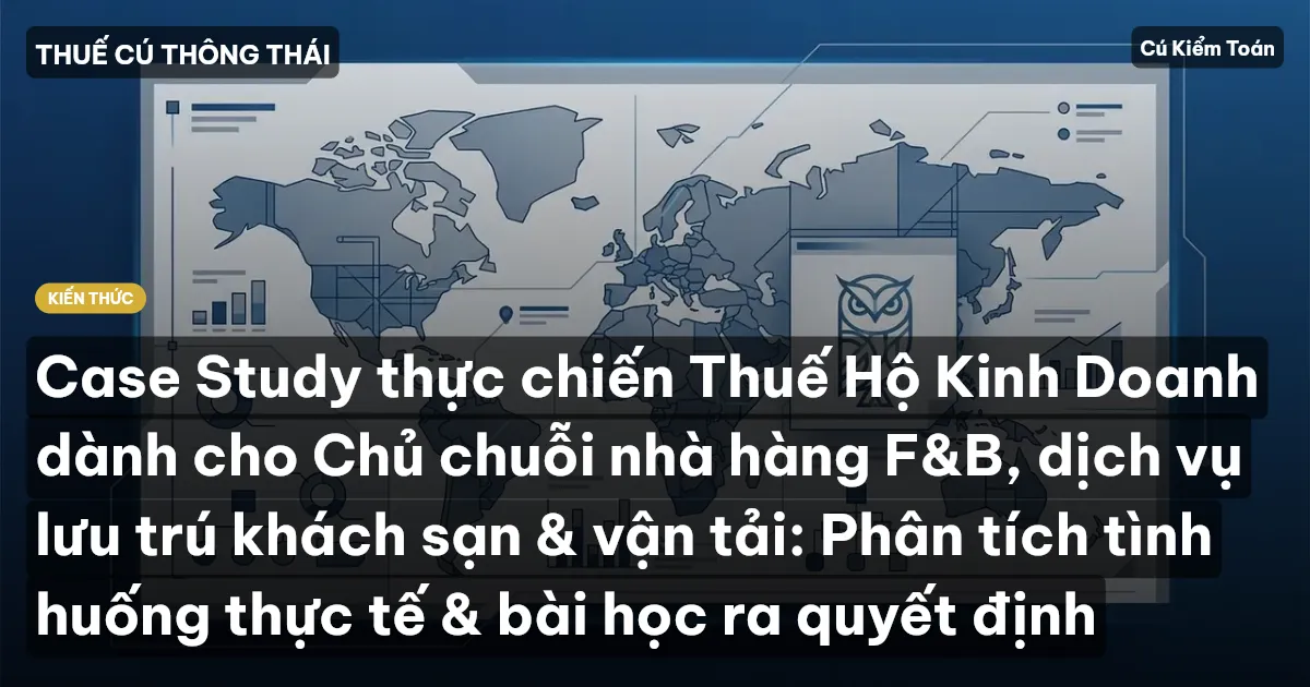 Case Study thực chiến Thuế Hộ Kinh Doanh dành cho Chủ chuỗi nhà hàng F&B, dịch vụ lưu trú khách sạn & vận tải: Phân tích tình huống thực tế & bài học ra quyết định