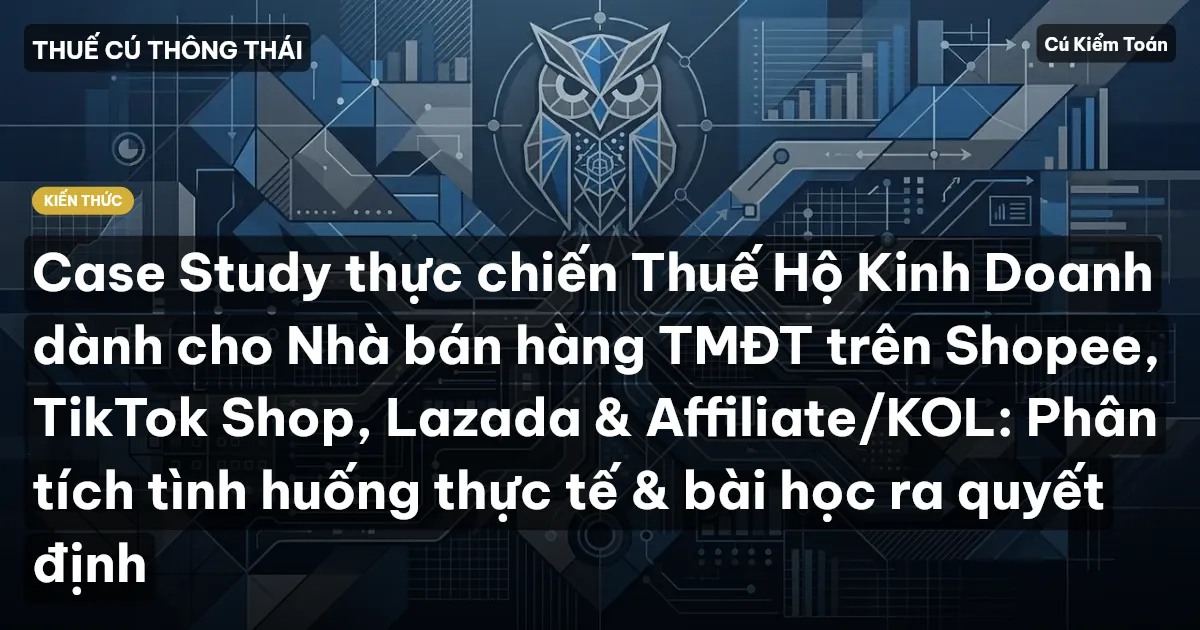 Case Study thực chiến Thuế Hộ Kinh Doanh dành cho Nhà bán hàng TMĐT trên Shopee, TikTok Shop, Lazada & Affiliate/KOL: Phân tích tình huống thực tế & bài học ra quyết định