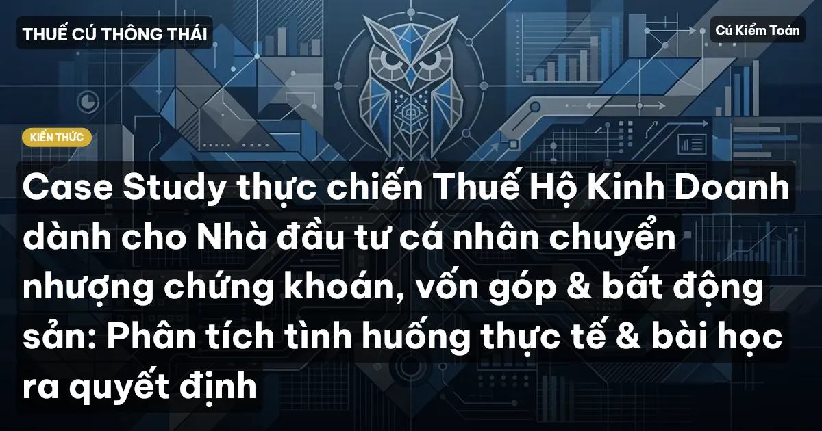 Case Study thực chiến Thuế Hộ Kinh Doanh dành cho Nhà đầu tư cá nhân chuyển nhượng chứng khoán, vốn góp & bất động sản: Phân tích tình huống thực tế & bài học ra quyết định