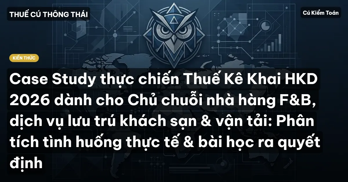 Case Study thực chiến Thuế Kê Khai HKD 2026 dành cho Chủ chuỗi nhà hàng F&B, dịch vụ lưu trú khách sạn & vận tải: Phân tích tình huống thực tế & bài học ra quyết định