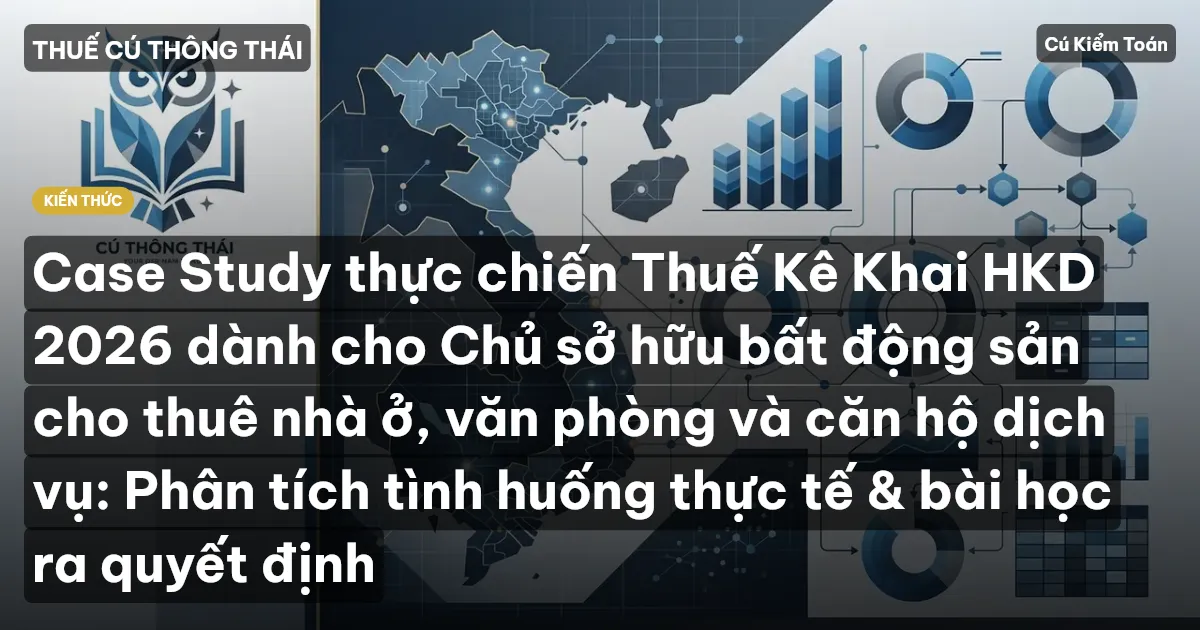 Case Study thực chiến Thuế Kê Khai HKD 2026 dành cho Chủ sở hữu bất động sản cho thuê nhà ở, văn phòng và căn hộ dịch vụ: Phân tích tình huống thực tế & bài học ra quyết định