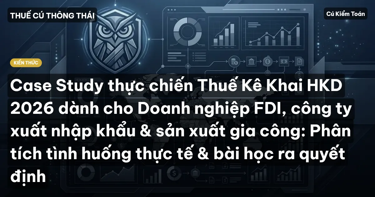 Case Study thực chiến Thuế Kê Khai HKD 2026 dành cho Doanh nghiệp FDI, công ty xuất nhập khẩu & sản xuất gia công: Phân tích tình huống thực tế & bài học ra quyết định