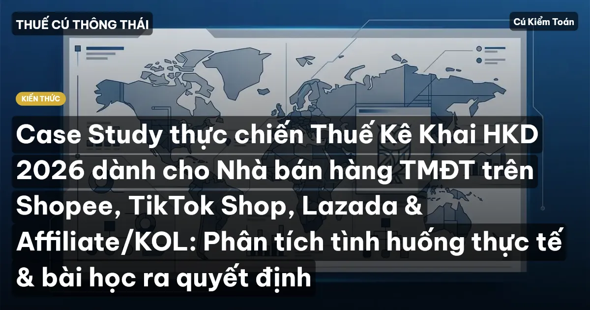 Case Study thực chiến Thuế Kê Khai HKD 2026 dành cho Nhà bán hàng TMĐT trên Shopee, TikTok Shop, Lazada & Affiliate/KOL: Phân tích tình huống thực tế & bài học ra quyết định