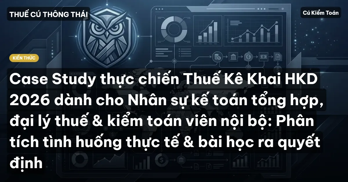 Case Study thực chiến Thuế Kê Khai HKD 2026 dành cho Nhân sự kế toán tổng hợp, đại lý thuế & kiểm toán viên nội bộ: Phân tích tình huống thực tế & bài học ra quyết định