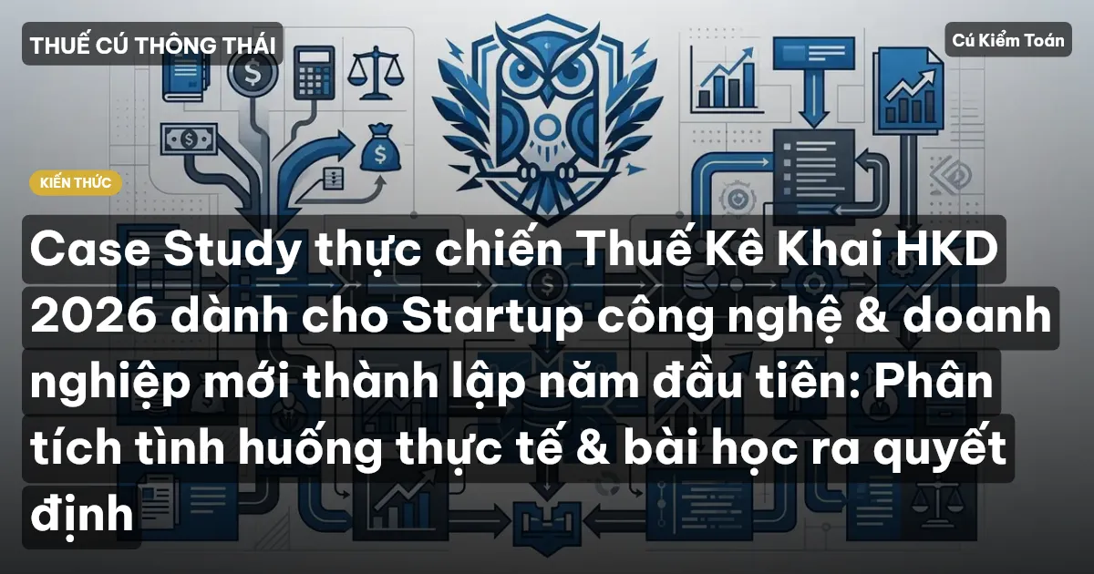 Case Study thực chiến Thuế Kê Khai HKD 2026 dành cho Startup công nghệ & doanh nghiệp mới thành lập năm đầu tiên: Phân tích tình huống thực tế & bài học ra quyết định