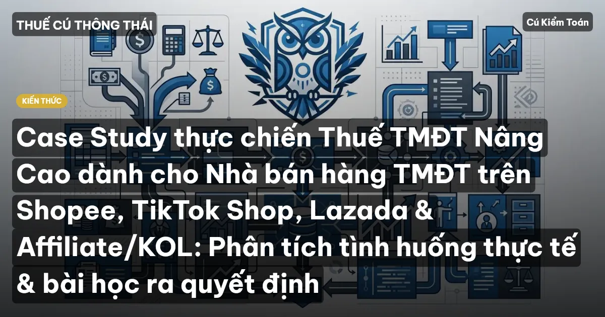 Case Study thực chiến Thuế TMĐT Nâng Cao dành cho Nhà bán hàng TMĐT trên Shopee, TikTok Shop, Lazada & Affiliate/KOL: Phân tích tình huống thực tế & bài học ra quyết định