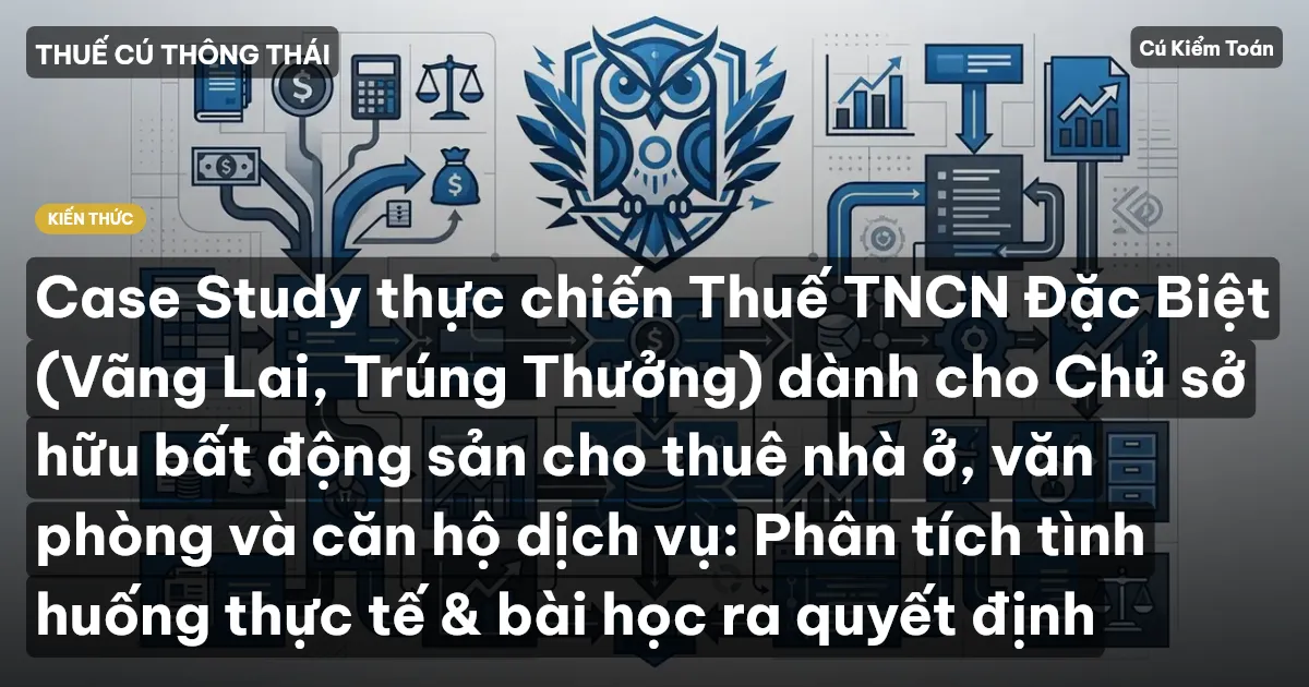 Case Study thực chiến Thuế TNCN Đặc Biệt (Vãng Lai, Trúng Thưởng) dành cho Chủ sở hữu bất động sản cho thuê nhà ở, văn phòng và căn hộ dịch vụ: Phân tích tình huống thực tế & bài học ra quyết định