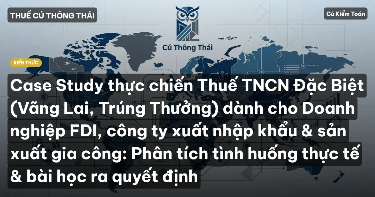 Case Study thực chiến Thuế TNCN Đặc Biệt (Vãng Lai, Trúng Thưởng) dành cho Doanh nghiệp FDI, công ty xuất nhập khẩu & sản xuất gia công: Phân tích tình huống thực tế & bài học ra quyết định