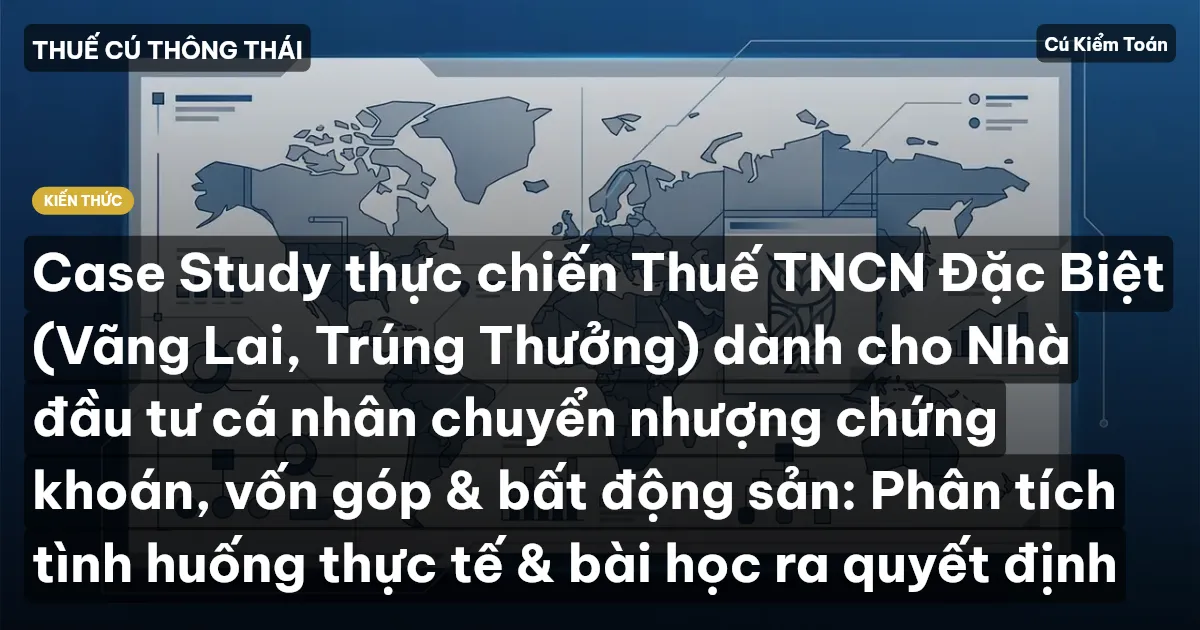 Case Study thực chiến Thuế TNCN Đặc Biệt (Vãng Lai, Trúng Thưởng) dành cho Nhà đầu tư cá nhân chuyển nhượng chứng khoán, vốn góp & bất động sản: Phân tích tình huống thực tế & bài học ra quyết định