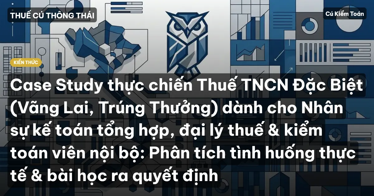 Case Study thực chiến Thuế TNCN Đặc Biệt (Vãng Lai, Trúng Thưởng) dành cho Nhân sự kế toán tổng hợp, đại lý thuế & kiểm toán viên nội bộ: Phân tích tình huống thực tế & bài học ra quyết định