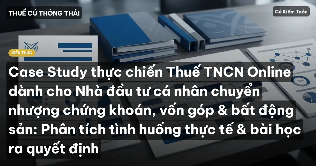 Case Study thực chiến Thuế TNCN Online dành cho Nhà đầu tư cá nhân chuyển nhượng chứng khoán, vốn góp & bất động sản: Phân tích tình huống thực tế & bài học ra quyết định