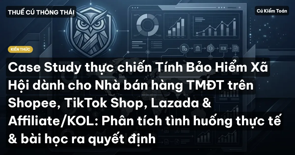 Case Study thực chiến Tính Bảo Hiểm Xã Hội dành cho Nhà bán hàng TMĐT trên Shopee, TikTok Shop, Lazada & Affiliate/KOL: Phân tích tình huống thực tế & bài học ra quyết định