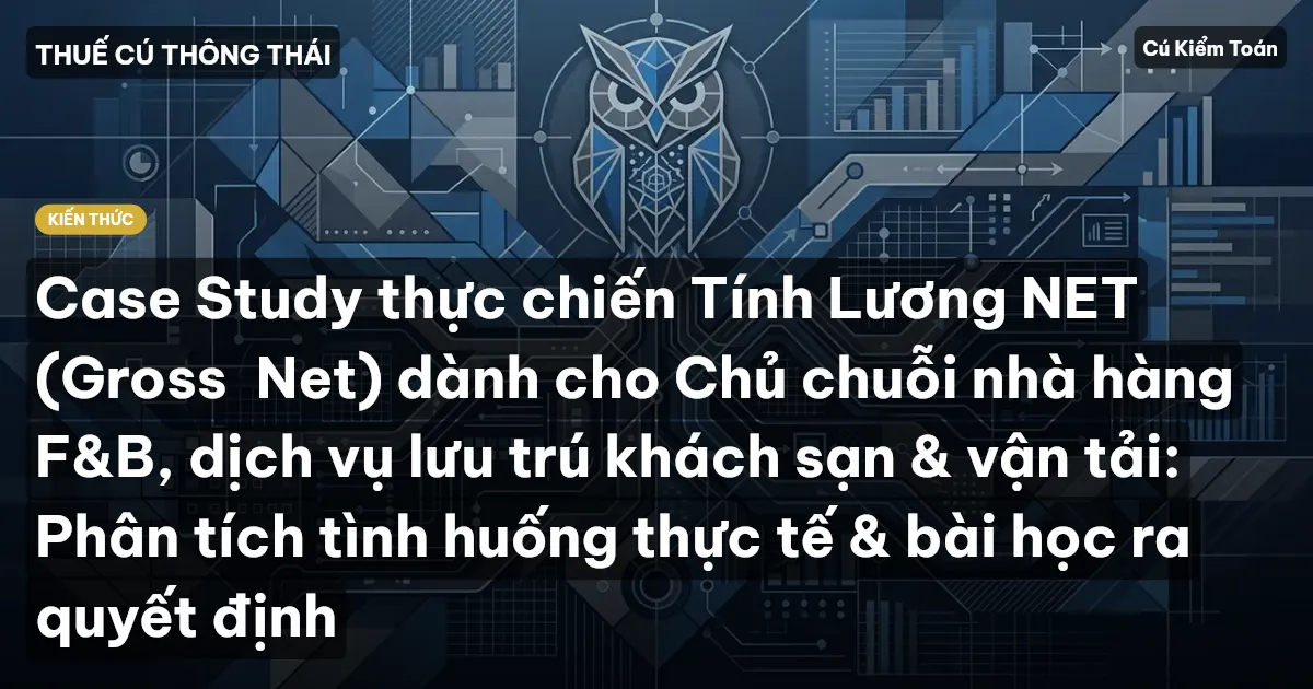 Case Study thực chiến Tính Lương NET (Gross→Net) dành cho Chủ chuỗi nhà hàng F&B, dịch vụ lưu trú khách sạn & vận tải: Phân tích tình huống thực tế & bài học ra quyết định