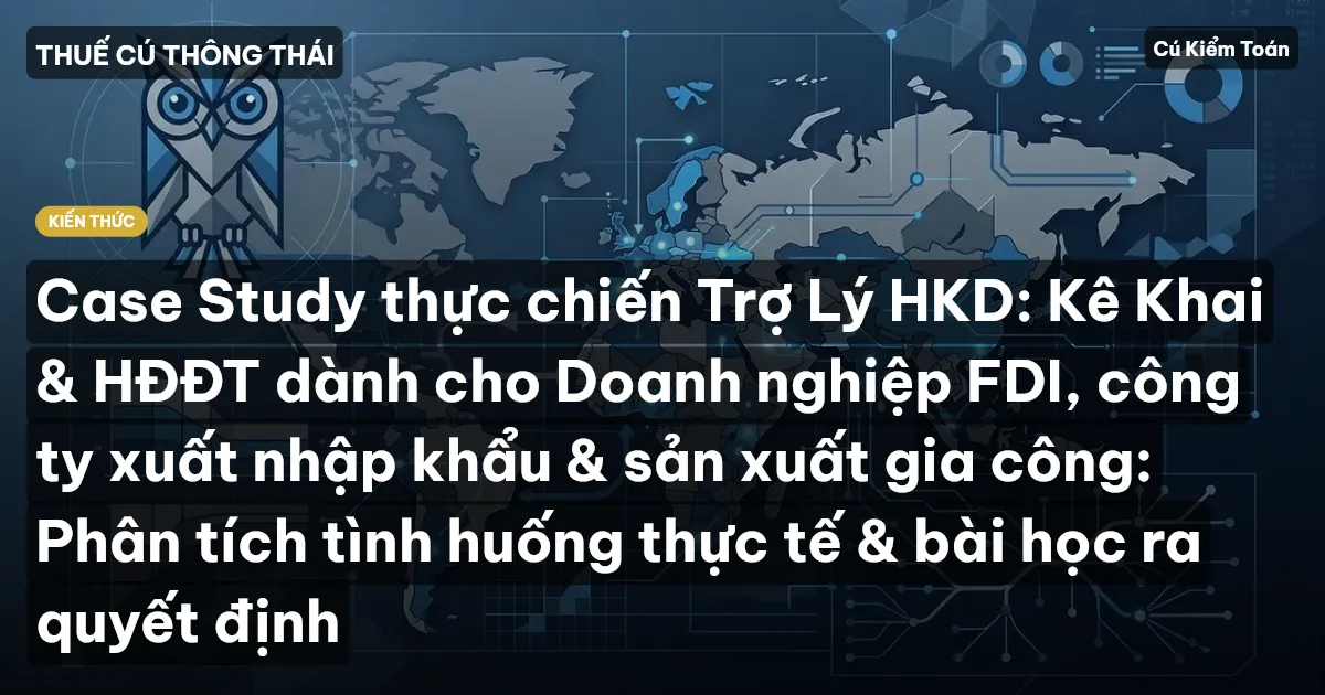 Case Study thực chiến Trợ Lý HKD: Kê Khai & HĐĐT dành cho Doanh nghiệp FDI, công ty xuất nhập khẩu & sản xuất gia công: Phân tích tình huống thực tế & bài học ra quyết định