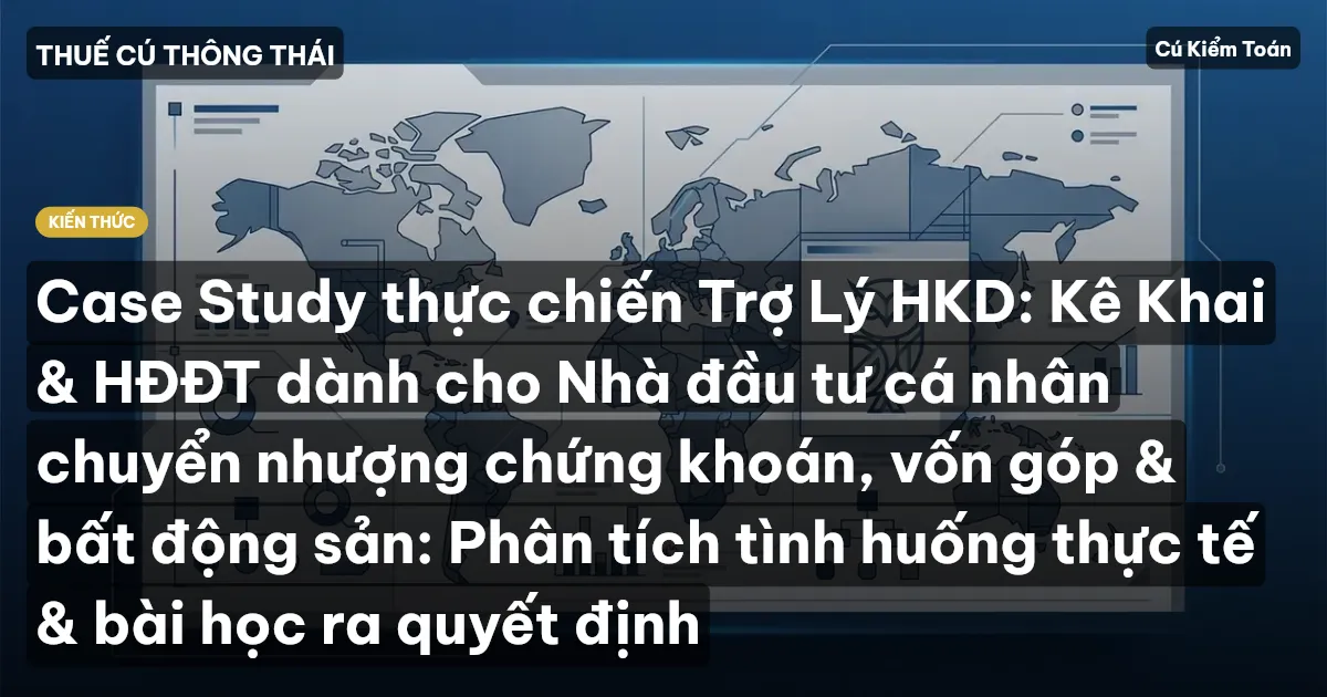 Case Study thực chiến Trợ Lý HKD: Kê Khai & HĐĐT dành cho Nhà đầu tư cá nhân chuyển nhượng chứng khoán, vốn góp & bất động sản: Phân tích tình huống thực tế & bài học ra quyết định