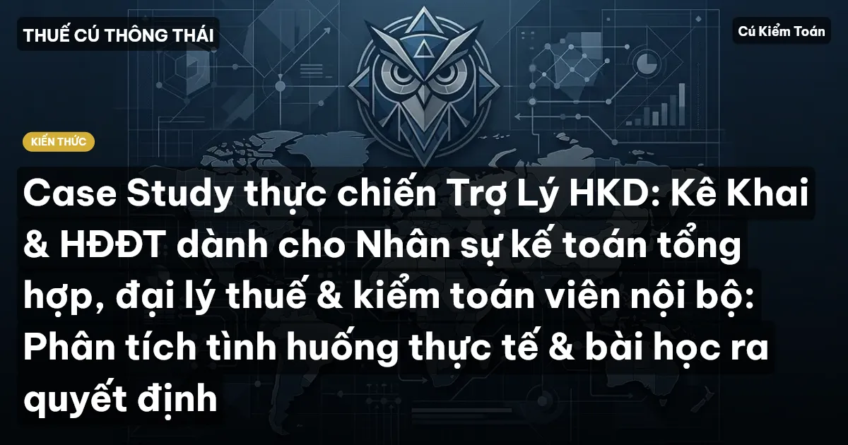 Case Study thực chiến Trợ Lý HKD: Kê Khai & HĐĐT dành cho Nhân sự kế toán tổng hợp, đại lý thuế & kiểm toán viên nội bộ: Phân tích tình huống thực tế & bài học ra quyết định