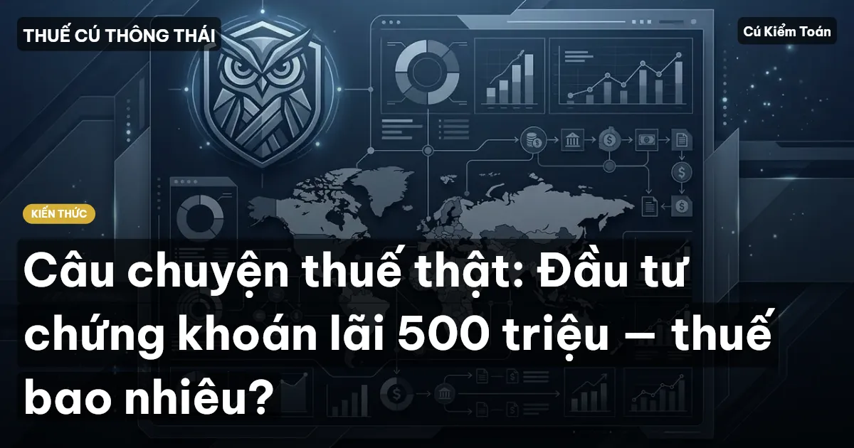 Câu chuyện thuế thật: Đầu tư chứng khoán lãi 500 triệu — thuế bao nhiêu?