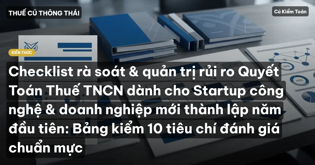 Checklist rà soát & quản trị rủi ro Quyết Toán Thuế TNCN dành cho Startup công nghệ & doanh nghiệp mới thành lập năm đầu tiên: Bảng kiểm 10 tiêu chí đánh giá chuẩn mực