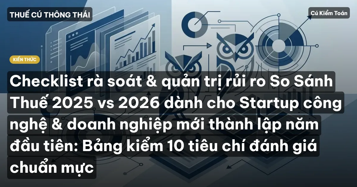 Checklist rà soát & quản trị rủi ro So Sánh Thuế 2025 vs 2026 dành cho Startup công nghệ & doanh nghiệp mới thành lập năm đầu tiên: Bảng kiểm 10 tiêu chí đánh giá chuẩn mực