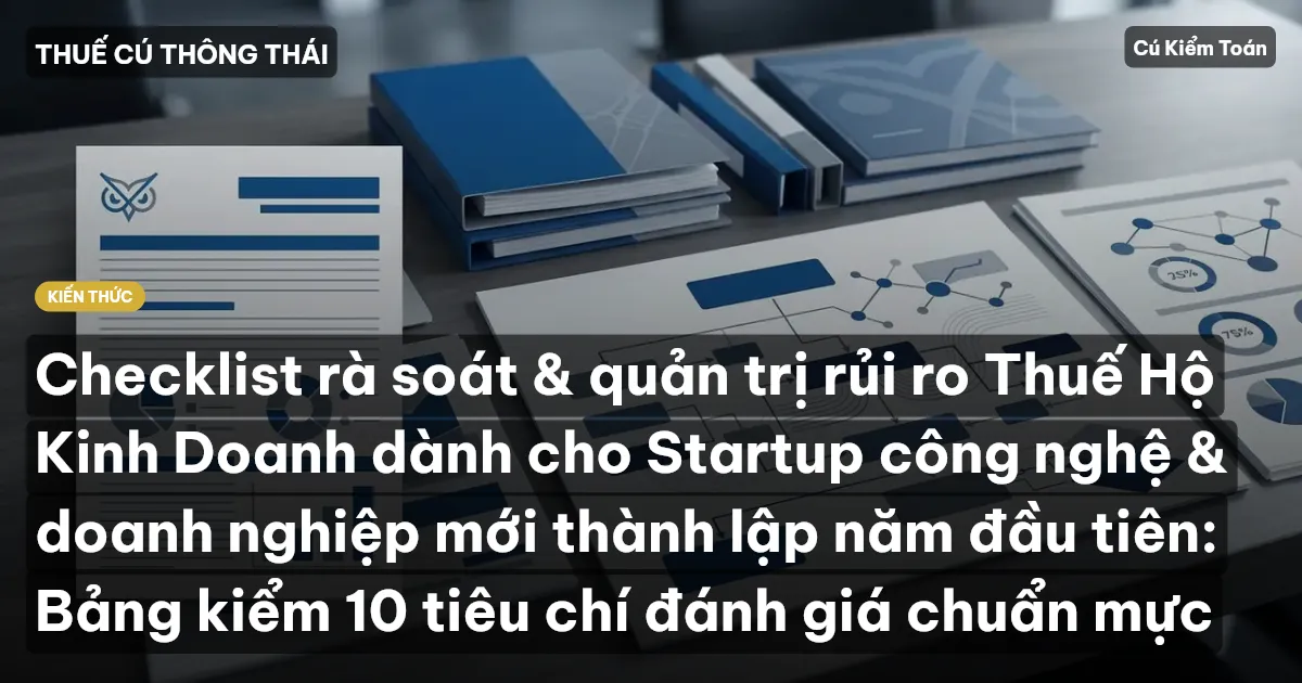 Checklist rà soát & quản trị rủi ro Thuế Hộ Kinh Doanh dành cho Startup công nghệ & doanh nghiệp mới thành lập năm đầu tiên: Bảng kiểm 10 tiêu chí đánh giá chuẩn mực