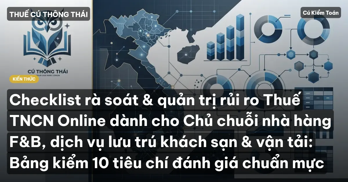 Checklist rà soát & quản trị rủi ro Thuế TNCN Online dành cho Chủ chuỗi nhà hàng F&B, dịch vụ lưu trú khách sạn & vận tải: Bảng kiểm 10 tiêu chí đánh giá chuẩn mực