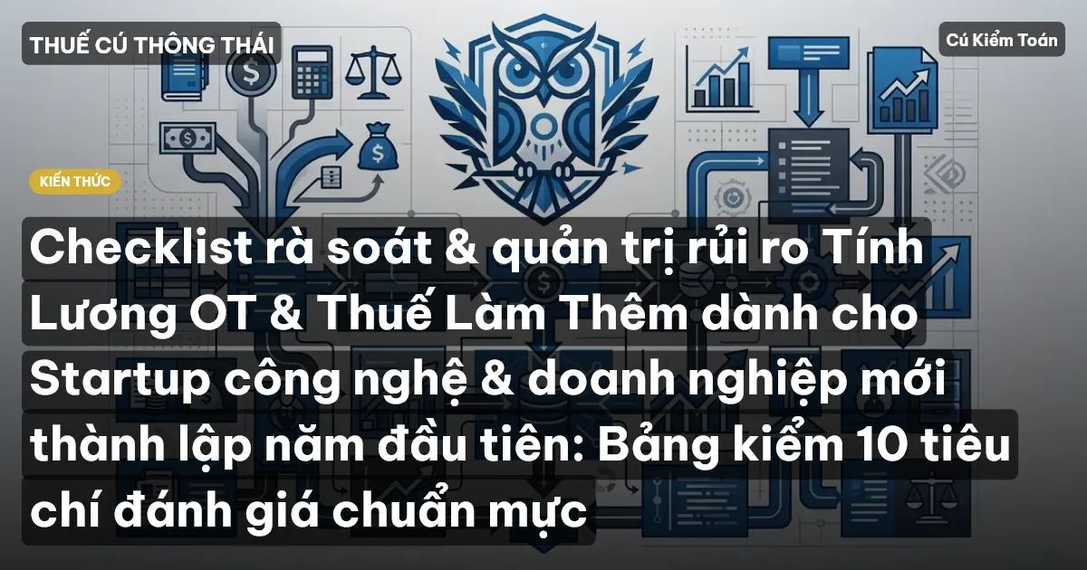 Checklist rà soát & quản trị rủi ro Tính Lương OT & Thuế Làm Thêm dành cho Startup công nghệ & doanh nghiệp mới thành lập năm đầu tiên: Bảng kiểm 10 tiêu chí đánh giá chuẩn mực